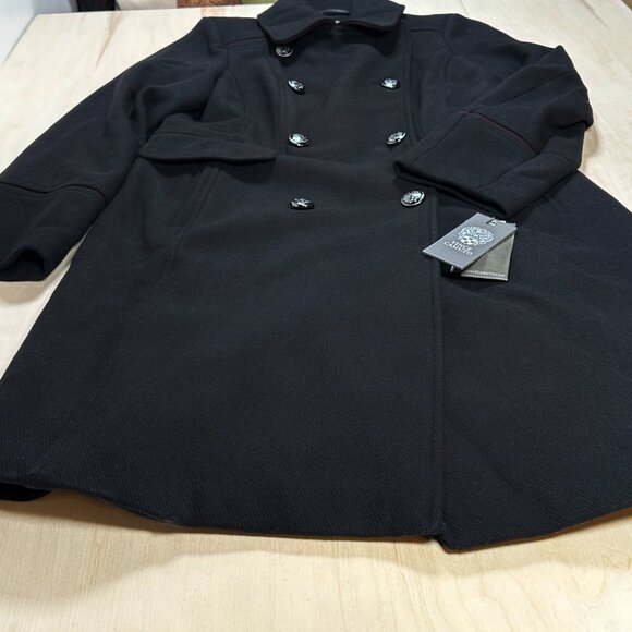 NWT - Vince Camuto Wing-Collar Double-Breasted‎ Coat Black Size M Women's NEW - Picture 2 of 12